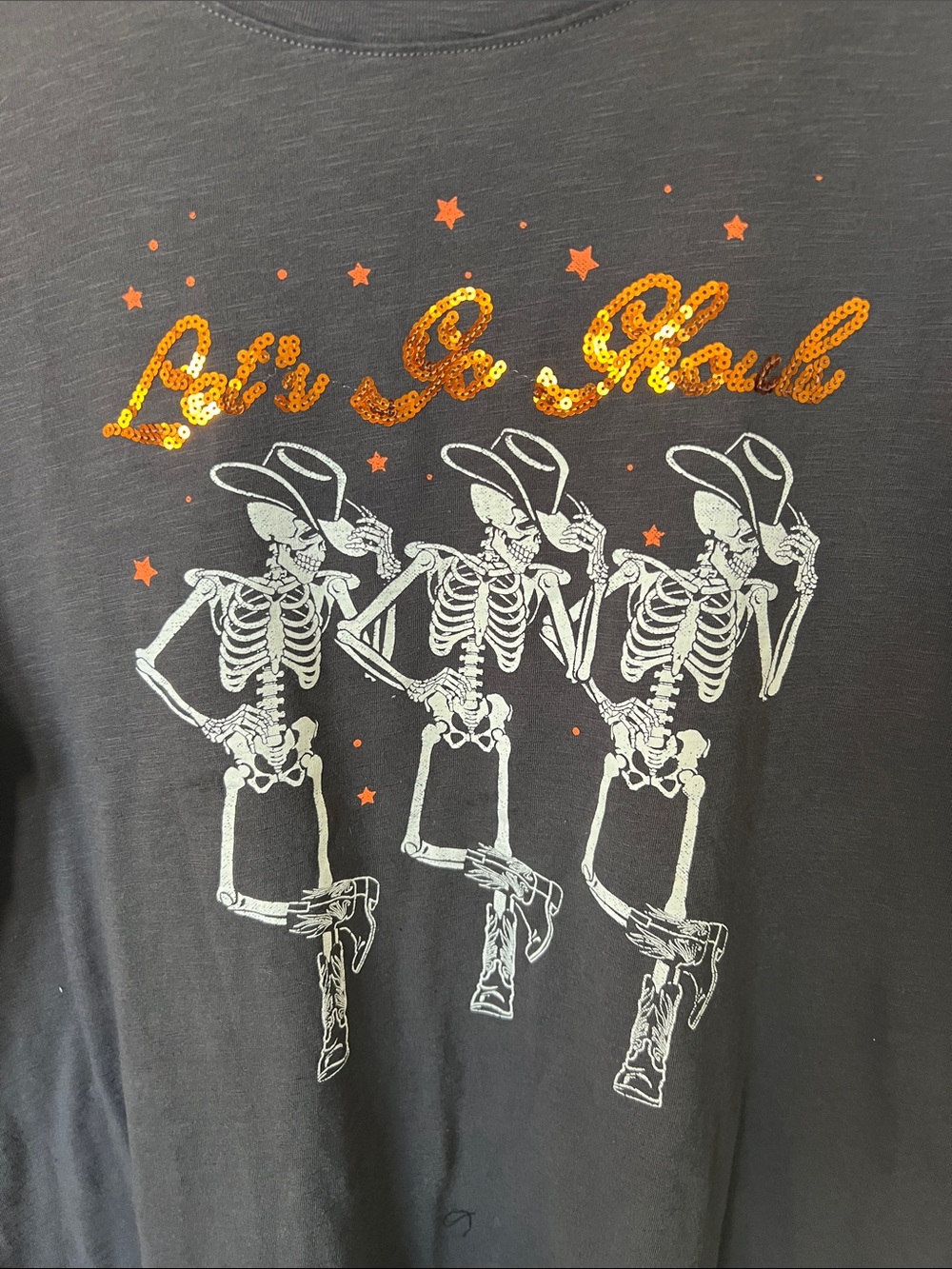 Black with  Sequin 'Let's Go Ghouls’ Cowgirls Graphic Tee